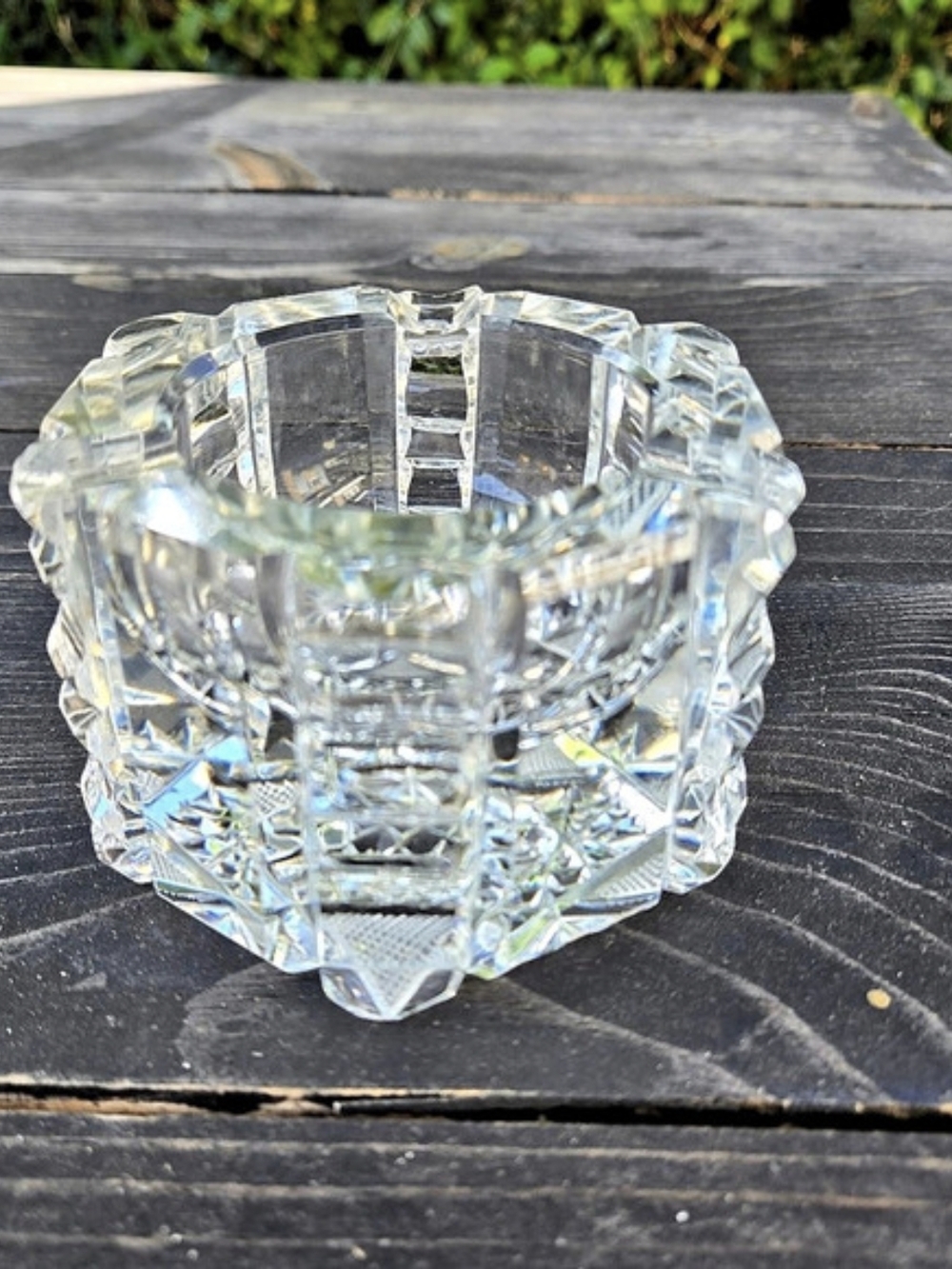 Clear Cut Glass Ashtray Decor
